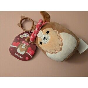Squishmallow Kellytoy Mini Plush Clip On 3.5" Andres the Sheltie Valentines 2024